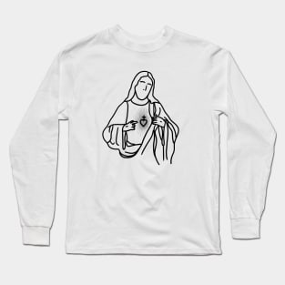 Jesus Christ with His Holy Heart Hand-Drawn Minimalist Long Sleeve T-Shirt